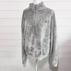 Disney Winnie the Pooh Gray Fleece Pullover with Embroidered Design‎ Size XL